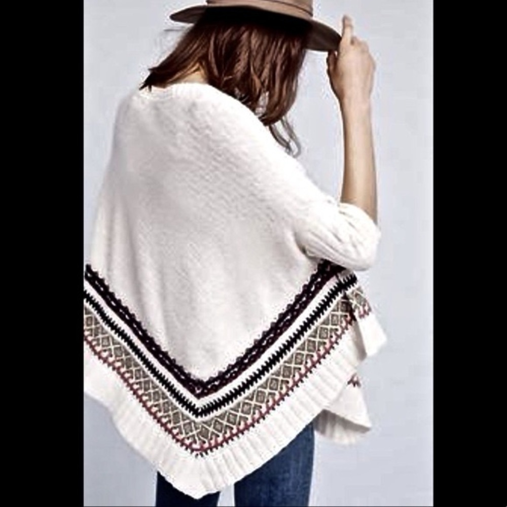 ANTHROPOLOGIE X Sleeping in Snow Woodland Fair Isle Pullover Poncho Size XS/S